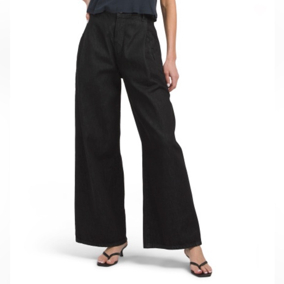 ETICA Raven Pleated Wide Leg Jeans - Black